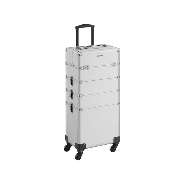 Cosmeticakoffer met wieltjes - Trolley 4-in-1 make-upkoffer - Zilver