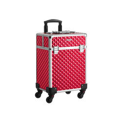 Cosmeticakoffer - Trolley - Make-upkoffer - Schmink-koffer - Met handgreep - Met 4  wielen - Roze