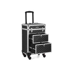 Make -up Suvscase - Professional Makeup Trolley - Frisör resväska med 4 hjul - Svart