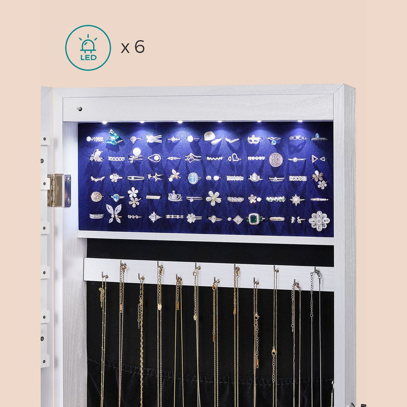 Armoire à bijoux suspendue - Cabinet miroir - avec miroir - avec LED -Binnen Lighting - Blanc