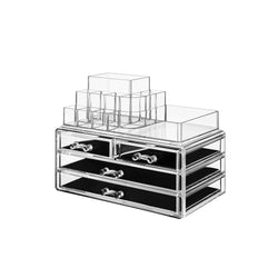 Organizator cosmetic - cu 4 sertare și 11 compartimente - transparent