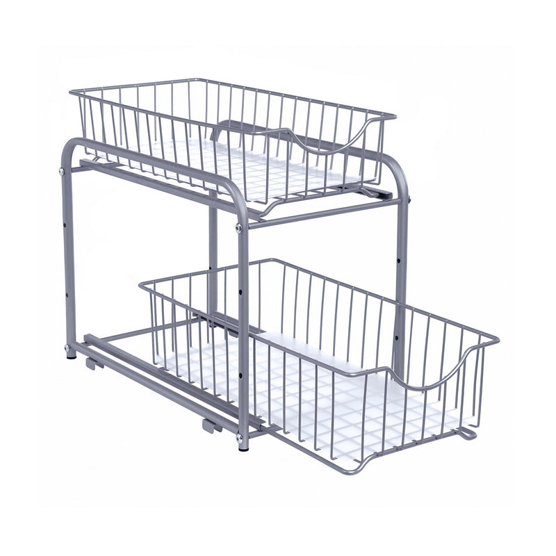 Organizator de bucătărie - Rack de bucătărie - 2 sertare extensibile - pentru dulap - Stackable - Silver