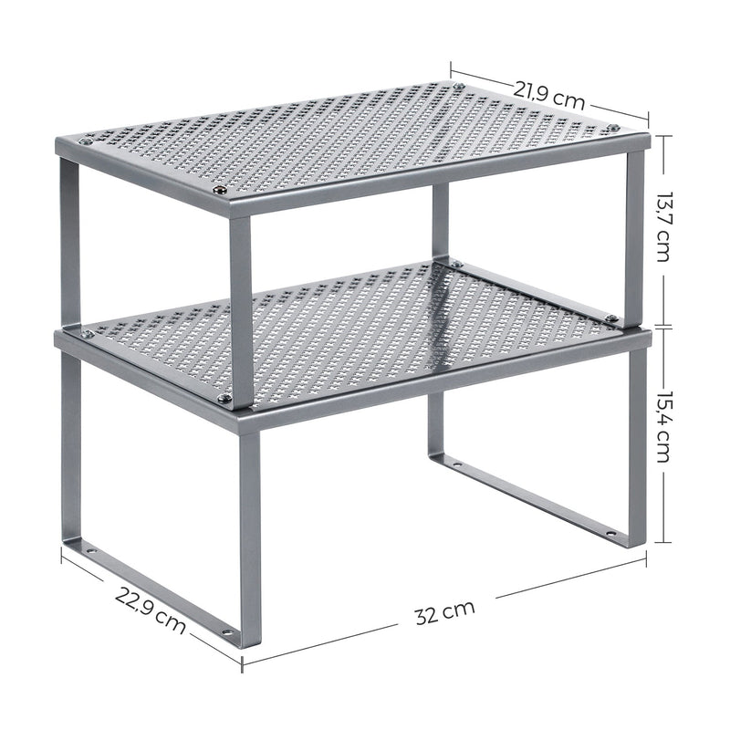 Køkkenopbevaring - Sæt med 2 - Metal Rack - Kitchen Boards - Stackable