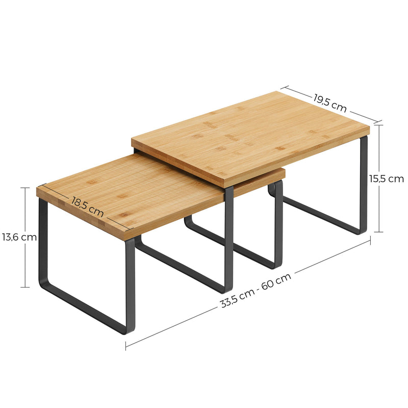 Kruidenrek - Set van 2 - Keukenrek - Keukenorganiser - kruidenhouder -Keukenplank - Keukenopslag - Naturel / Zwart