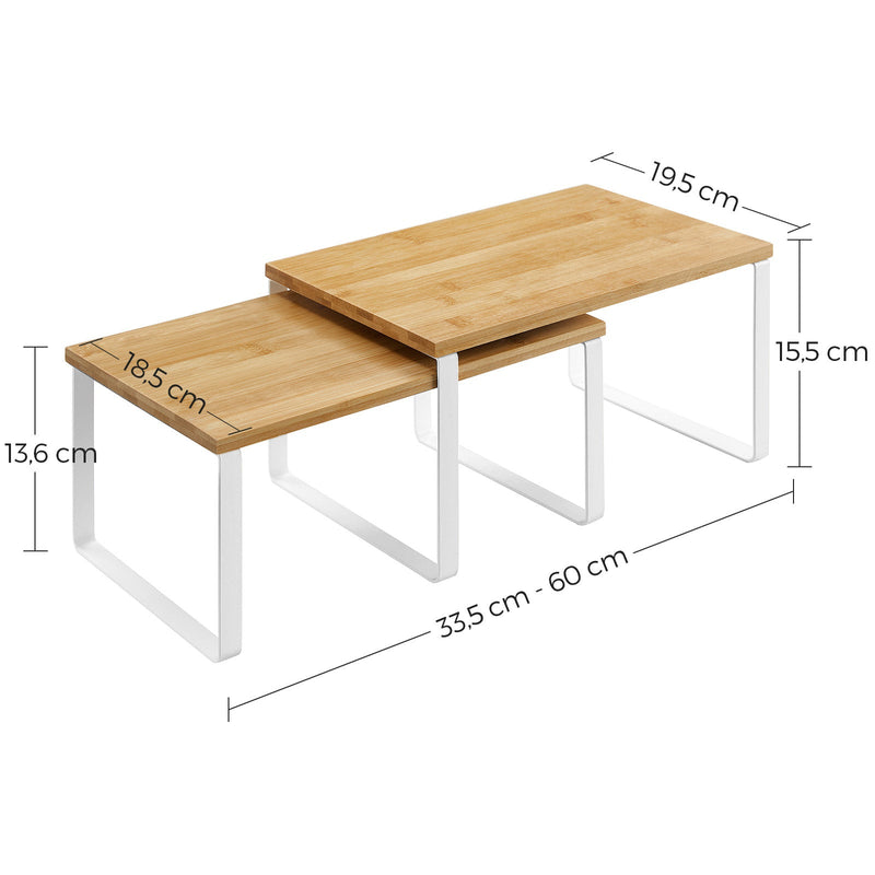 Racks d'herbe - Plancheur de cuisine - Organisateur de cuisine - avec cadre en métal - Ensemble de 2 - White Naturel