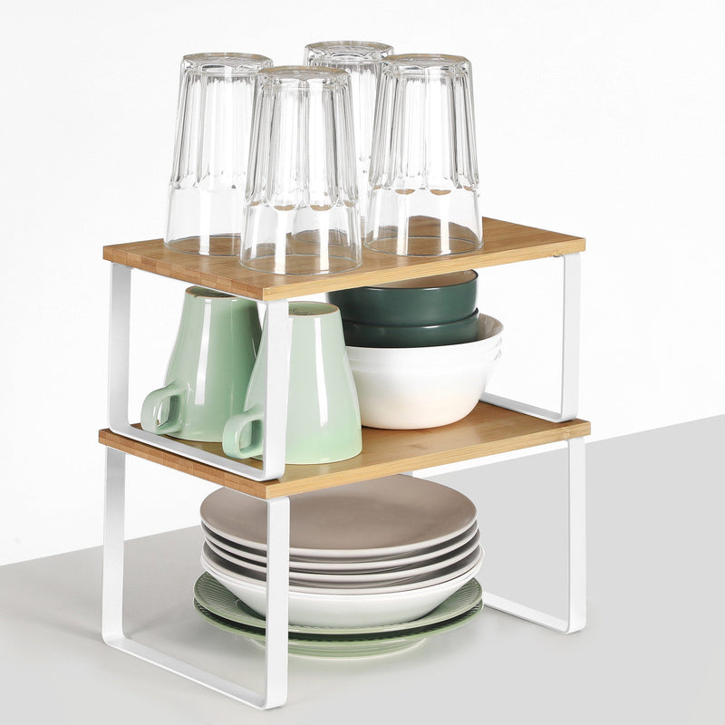 Herb Racks - Kitchenplank - Organizator de bucătărie - cu cadru metalic - Set de 2 - White Naturel