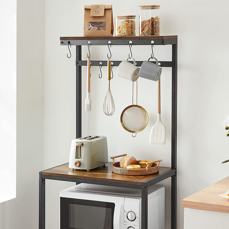 Standing Kitchen Rack med krokar - Industriell design - Brown / Black