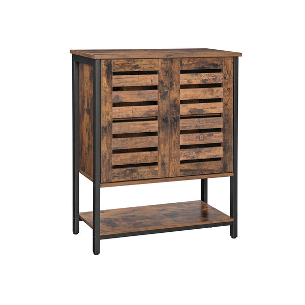 Dressoir - Ladenkast - Keukenkast met plank en lamellendeuren - Industrieel - Bruin
