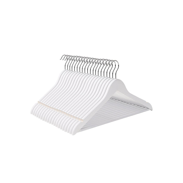 Träkläderhängare - Uppsättning av 20 - Solid Wood Kleer Hanger - Anti -Slip - White