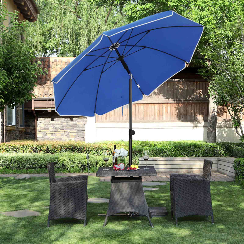 Parasol - Garden Parasol - Ø 160 cm - ottekantet - vippbar - med krumtap - blå