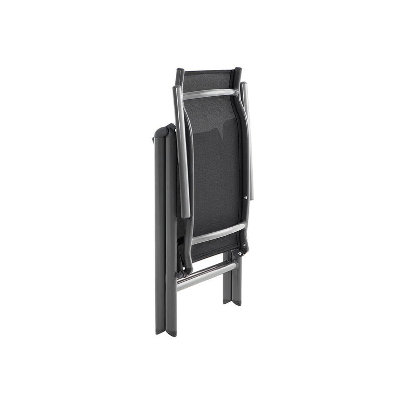 Garden Chair - Folding Chair - Med robust aluminiumram - Justerbart ryggstöd - Svart