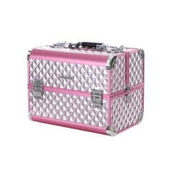 Make-up box - Toiletbox - Roze-zilver - 36 x 28 x 23 cm