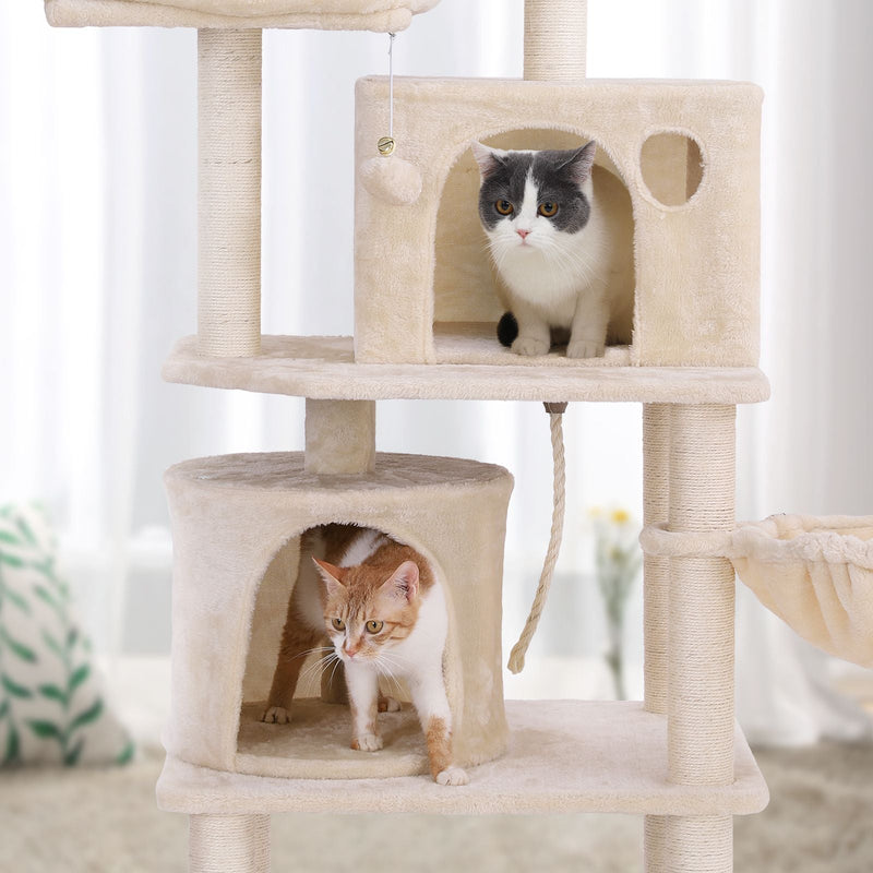 Scratching Post - 2 huler - 2 Plateauer - Cat Tree - 152 cm - Beige