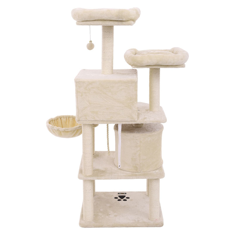 Krabpaal - 2 Grotten - 2 Plateaus - Kattenboom - 152 cm - Beige