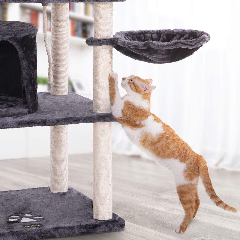 Scratching Post - avec 2 plates-formes - Hamming Mat - Couvercle souple - Gris foncé -152 cm