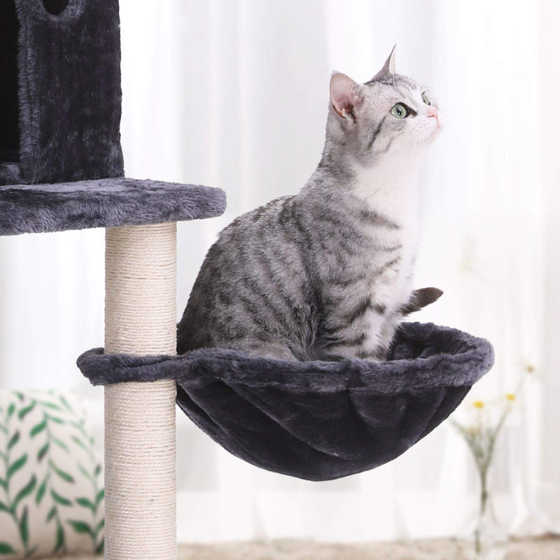 Scratching Post - avec 2 plates-formes - Hamming Mat - Couvercle souple - Gris foncé -152 cm