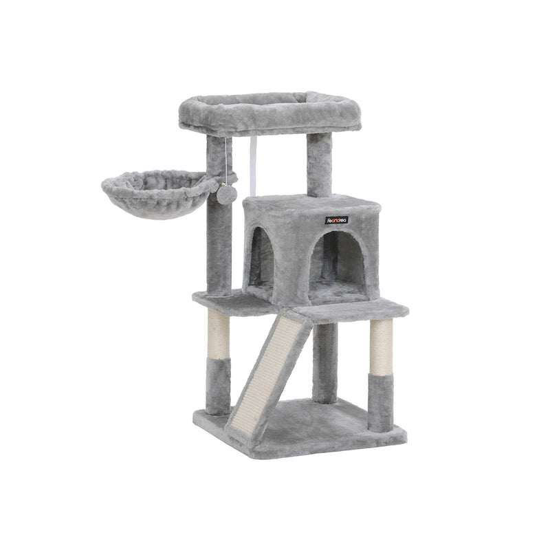 Cat Tree - Med stor platform - med Cave - Playhouse - Klimboom til katte - Grå