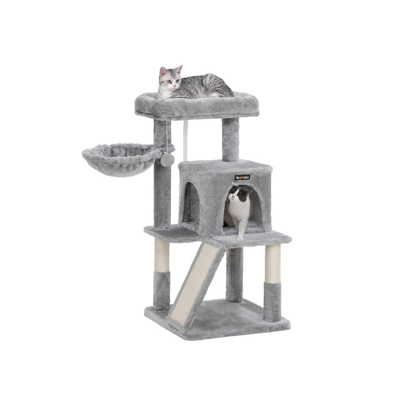 Cat Tree - cu platformă mare - cu Peștera - Playhouse - Klimboom pentru Cats - Grey