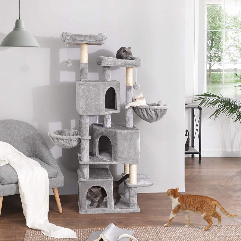 Scratching Post - Climbing Post - Cat Pole - Cat House - Cat Basket - Cat Toys - Light Grey