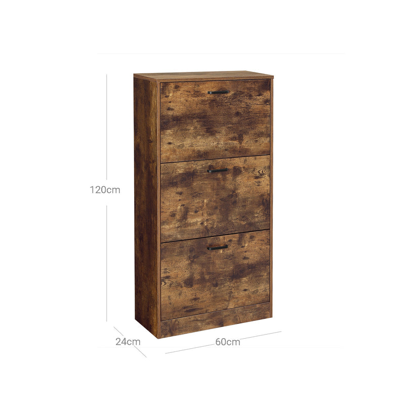 Skodabinet - med 3 foldedøre - 3 -Layer - Wooden Storage Skab - Perfekt til smal indgang - 60 x 24 x 120 cm