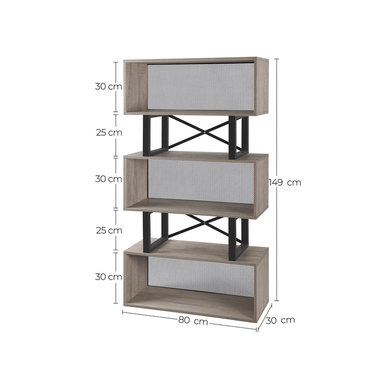 Bogreol - Opbevaringsskab - Stue Cabinet - Moderne - 3 hylder - Grå