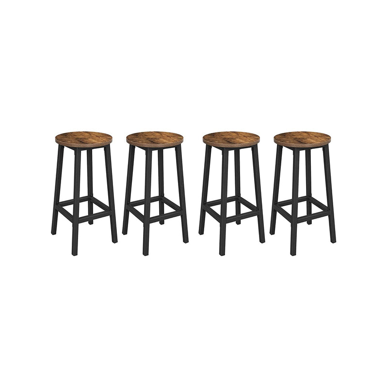 Tabourets de bar ensemble de 4 - design industriel - marron / noir