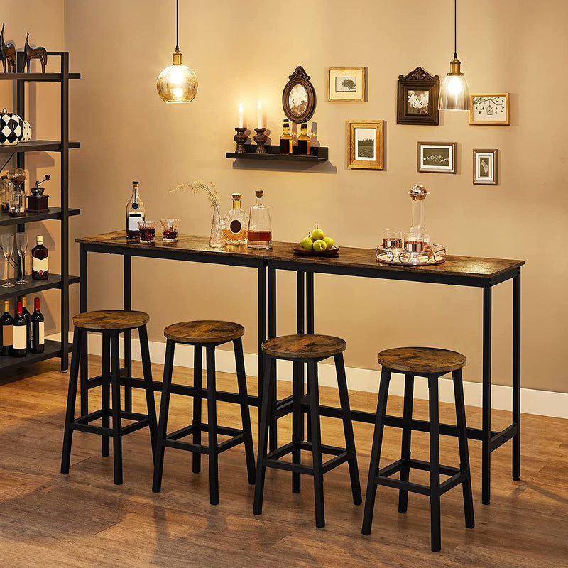 Tabourets de bar ensemble de 4 - design industriel - marron / noir