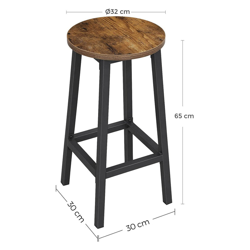 Tabourets de bar ensemble de 4 - design industriel - marron / noir