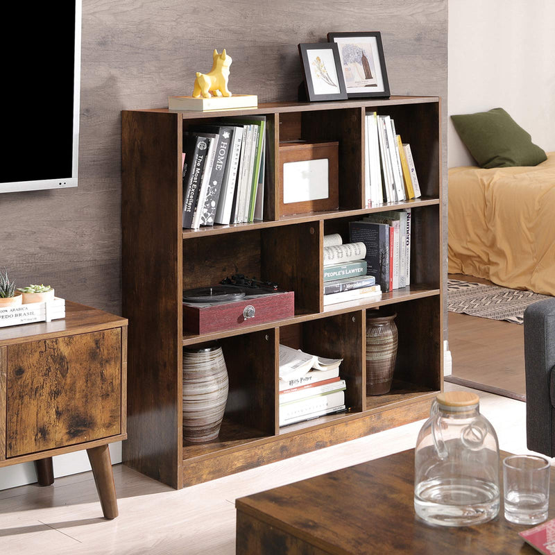 Bibliotecă - Cabinet de living - Dulap de depozitare - Kubus Board - cu compartimente deschise - Brown Vintage