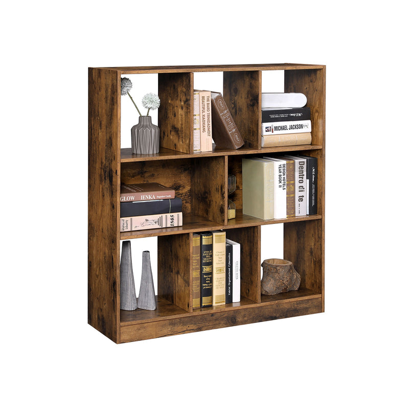 Bibliotecă - Cabinet de living - Dulap de depozitare - Kubus Board - cu compartimente deschise - Brown Vintage