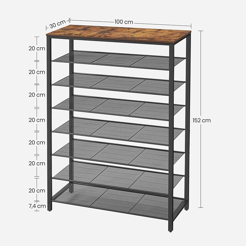 Sko rack - med 7 gitre - opbevaringsstativ - brun -sort