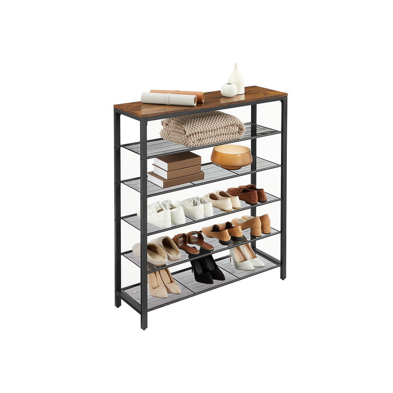 Shoe Cabinet - Shoe Rack - Med 5 rasternivåer - En generös yta - Metallram - Industriell design