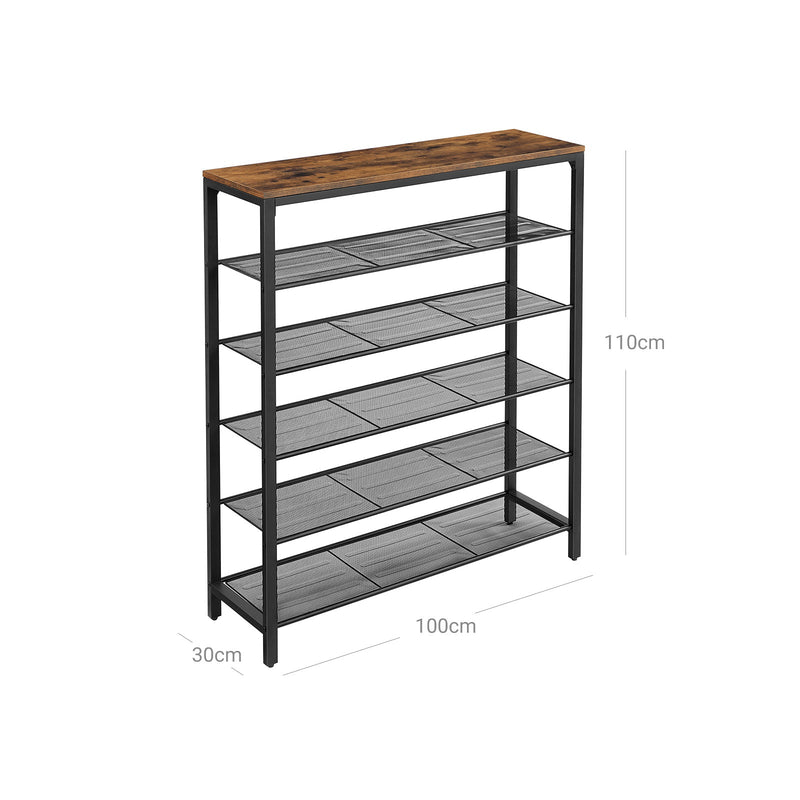 Skodabinet - sko rack - med 5 rasterniveauer - en generøs overflade - metalramme - industrielt design