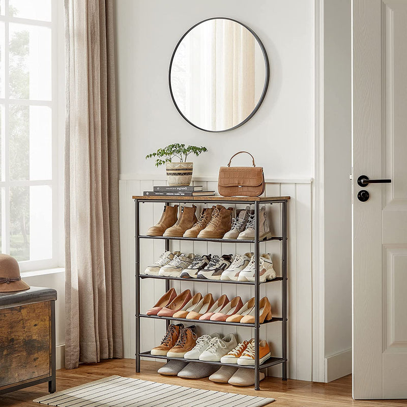 Shoe Rack - Med 4 hyllor - Tygbrädor - Industriell design