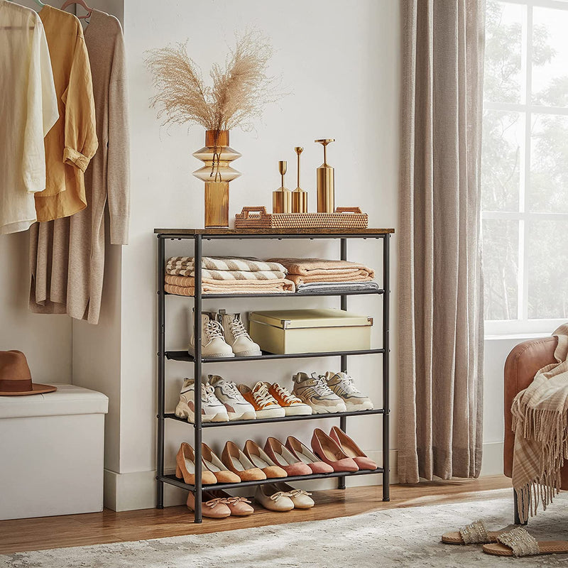 Shoe Rack - Med 4 hyllor - Tygbrädor - Industriell design