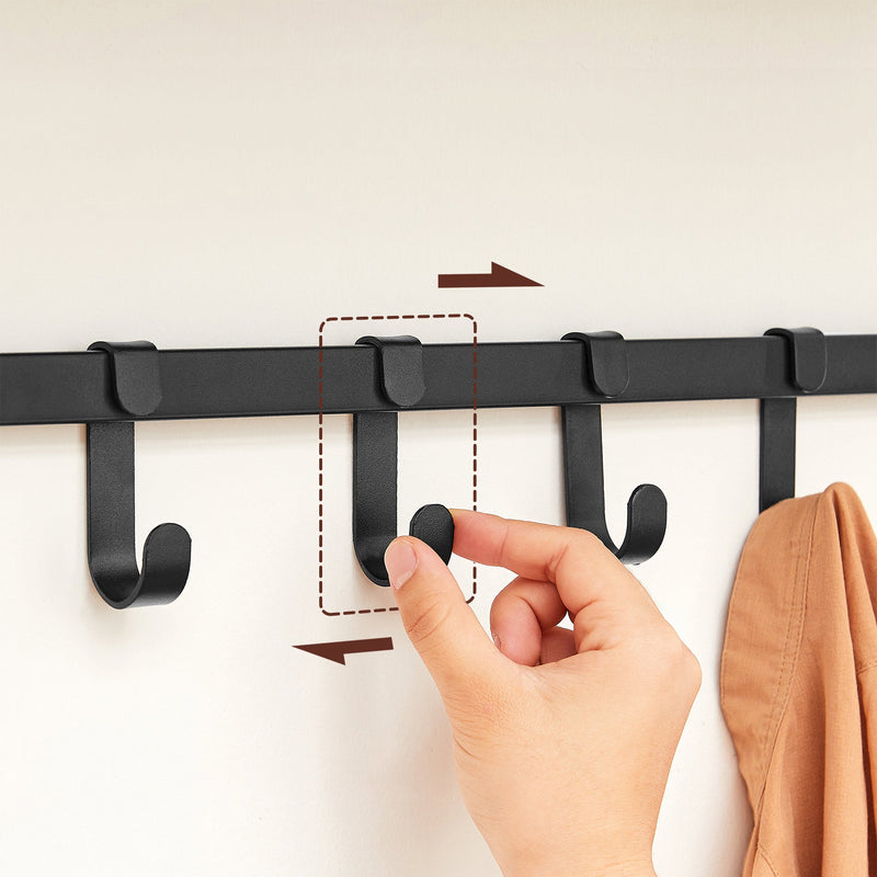 Wall Coat Rack - væghylde - væg hængende hylde - med 5 aftagelige kroge - brun