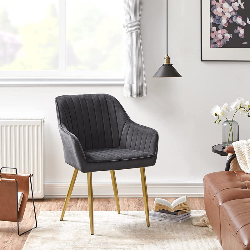 Chaises de salle à manger - chaise rembourrée - fauteuil - avec des jambes en métal - Velvet - noir