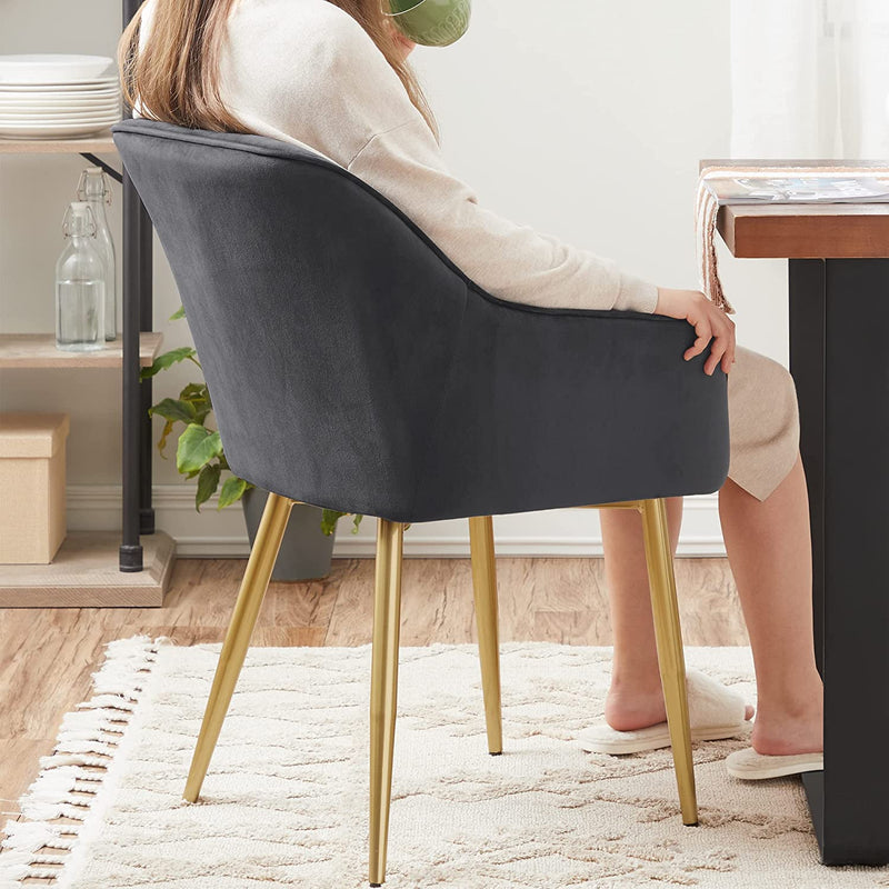 Chaises de salle à manger - chaise rembourrée - fauteuil - avec des jambes en métal - Velvet - noir