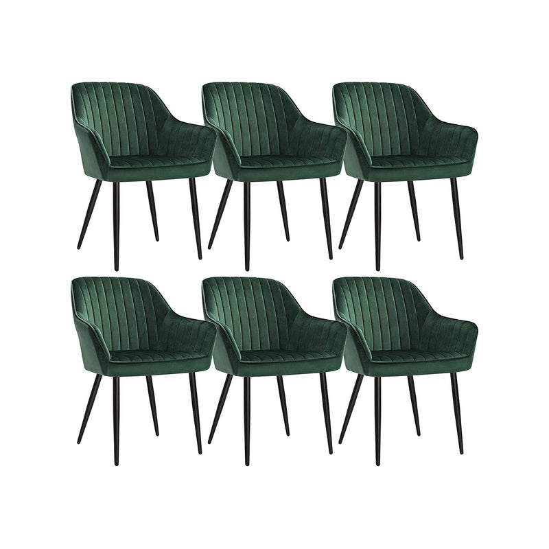 Chaises de salle à manger - fauteuil - chaises mises à jour - Ensemble de 6 - avec accoudoirs - Metal Legs - Velvet Upolstery - Green