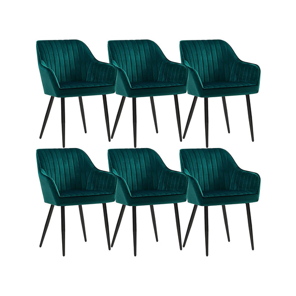 Chaises de salle à manger - chaises de cuisine - Ensemble de 6 - Velvet Seat - Met Metal - Green