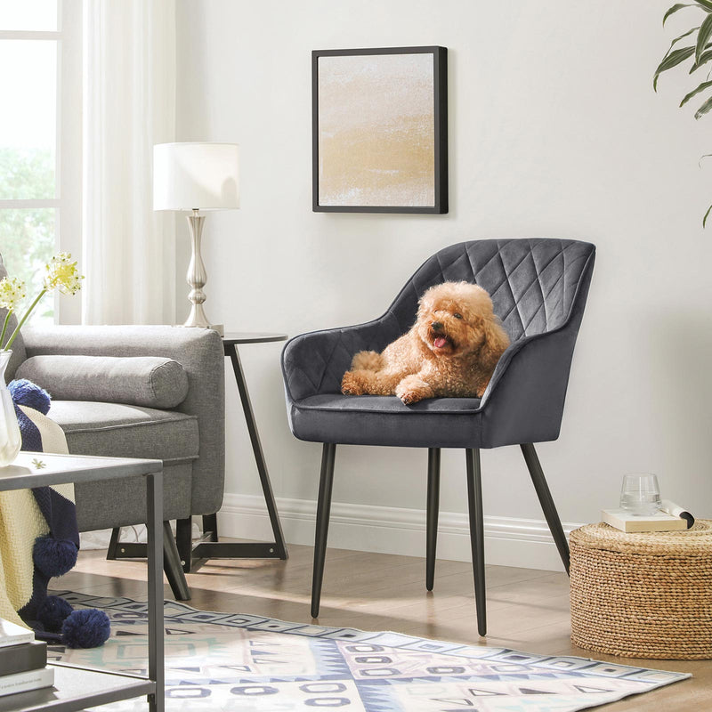 Chaise de salle à manger - chaises - chaises en daim - gris