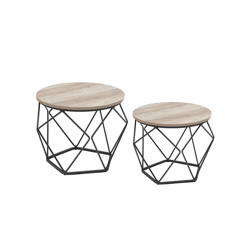 Tabel lateral - set de 2 - mese de cafea - alb negru