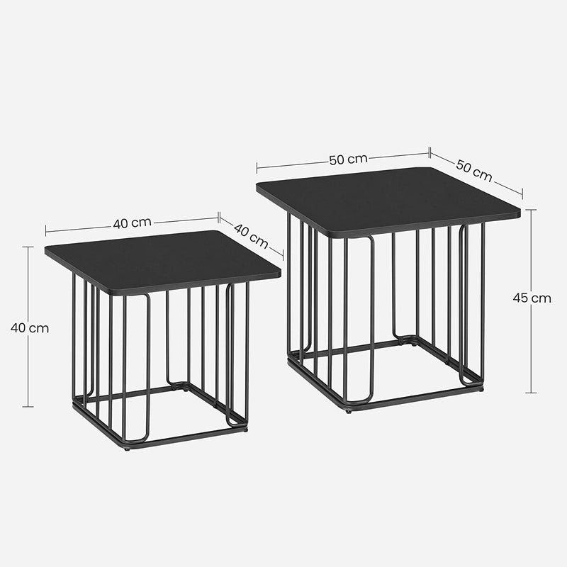 Bijzettafel - Salontafel - Set van 2 - Zwart