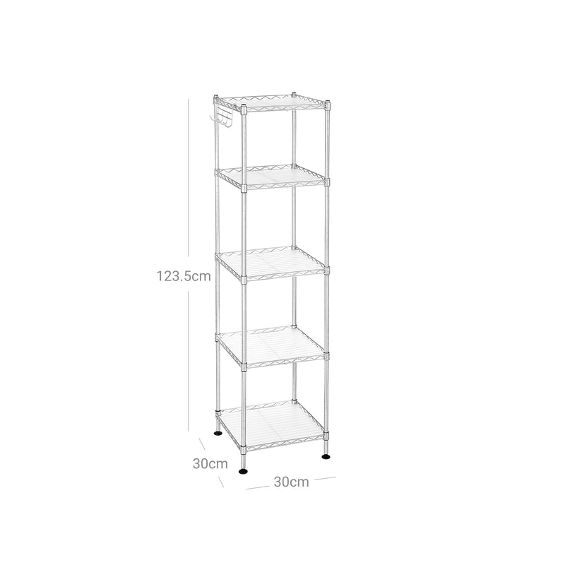 Rack de salle de bain - Rack en métal - jusqu'à 100 kg taxables - 5 étagères - Argent