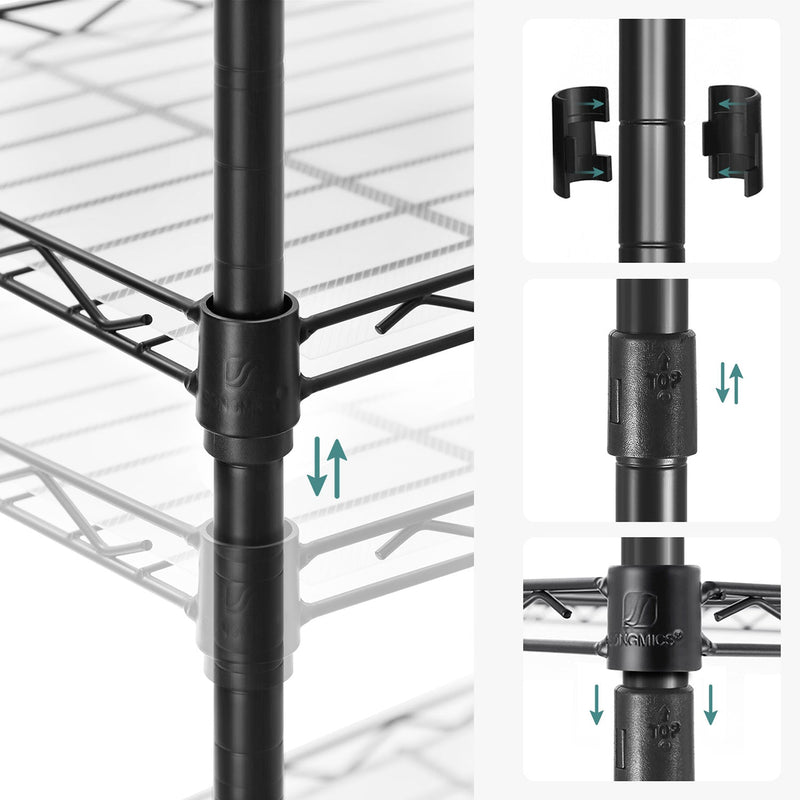 Kök rack med 5 nivåer - stående rack - höjd -justerbar rack - svart