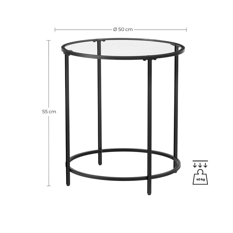 Ronde bijzettafel - Salontafel - Bijzettafel - Met zwart metalen frame