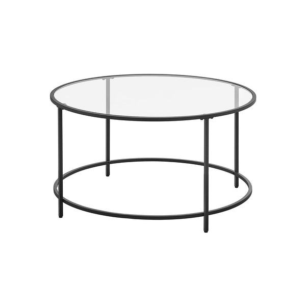 Table basse - table ronde - table de salon - table d'appoint - table basse - avec verre - noir