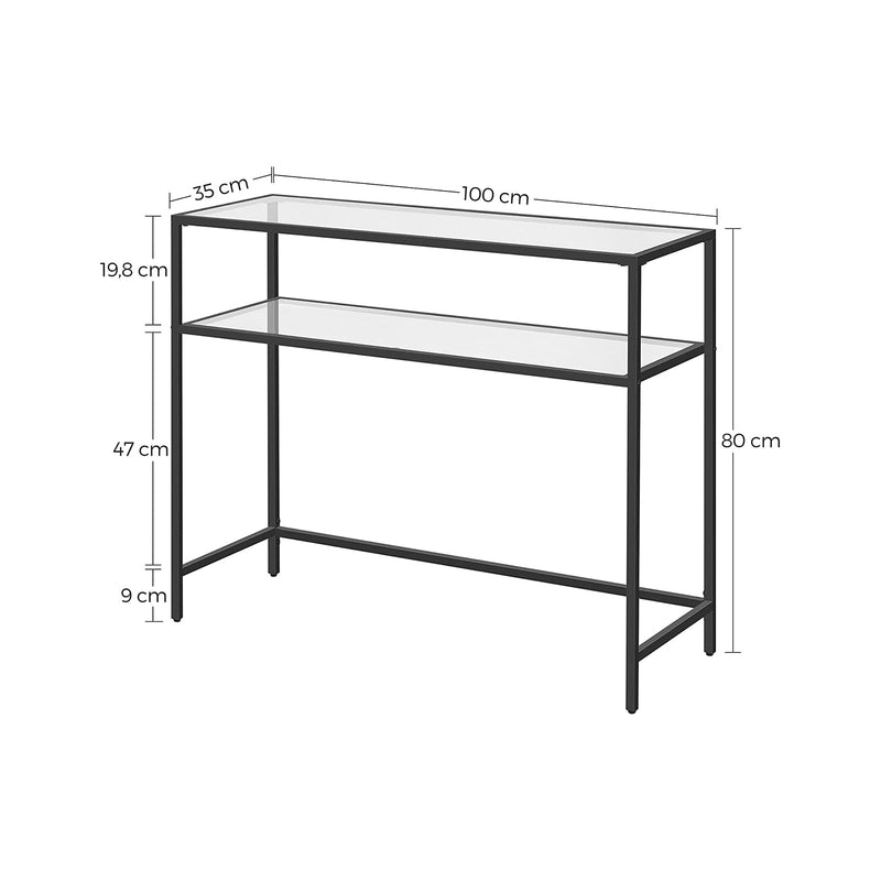 Konsolbord - sidobord - med 2 hyllor - svart