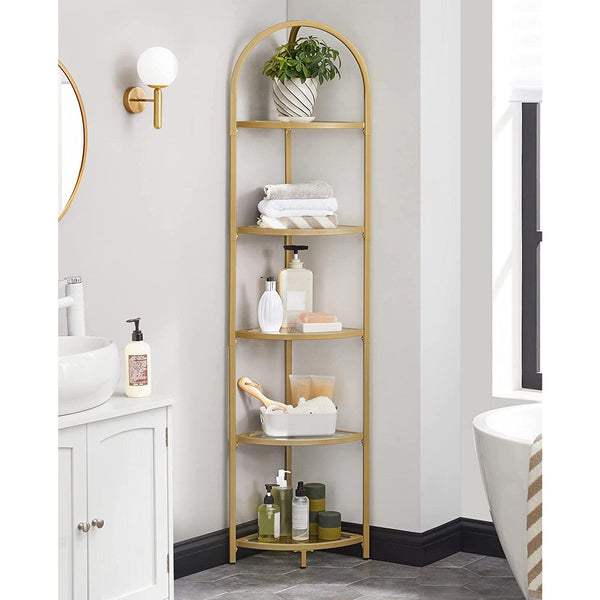 Corner Board - Corner Bookcase - Standing Rack - Metal Frame - cu 5 niveluri