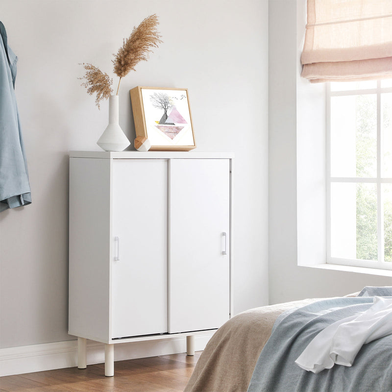 Armoire à chaussures - armoire de rangement - armoire de salon - avec portes coulissantes - blanc